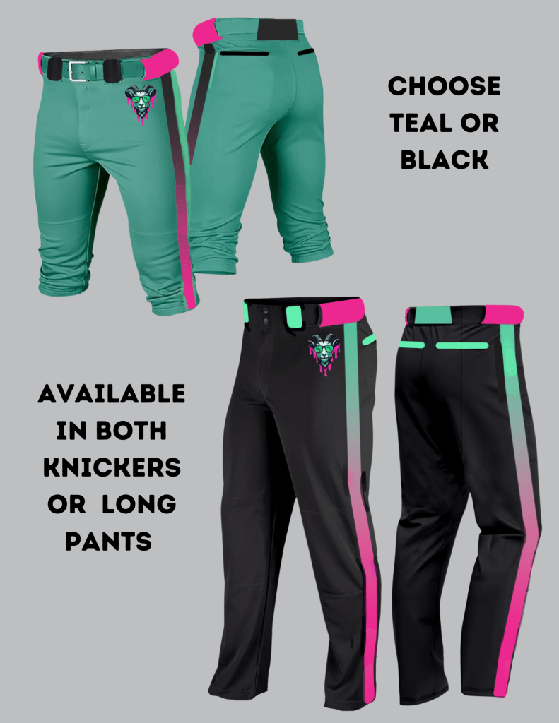 Custom Black Teal Classic Fit Stretch Practice Knickers Baseball Pants main image 1